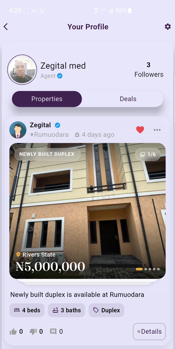 Agent profile with the blue verified tick