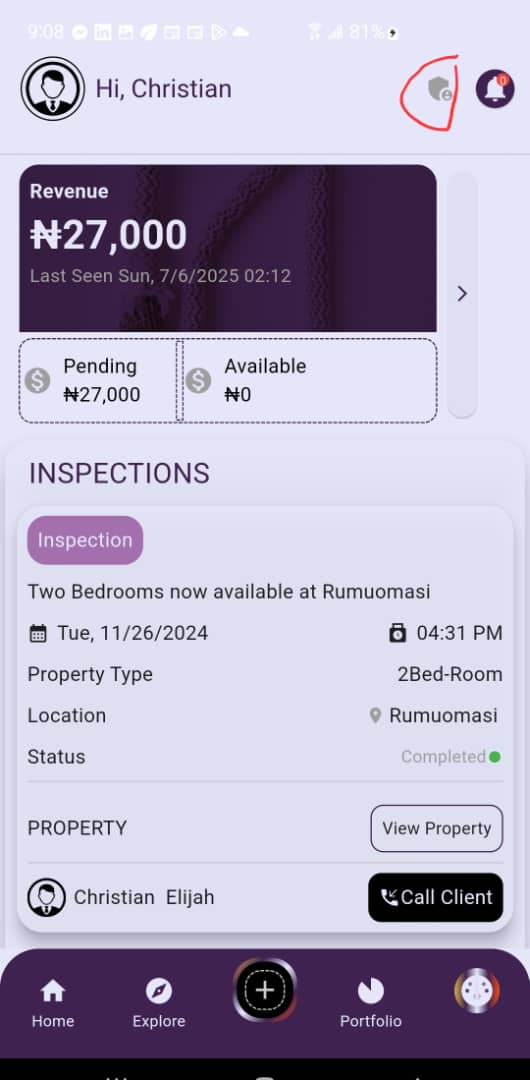 Click on the menu Icon